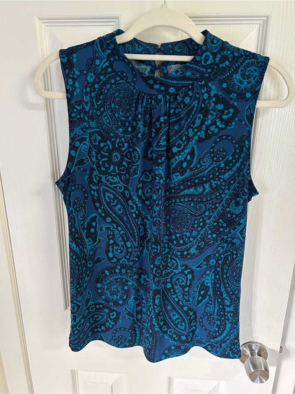 Banana Republic Paisley Sleeveless Top - Blue and Teal
